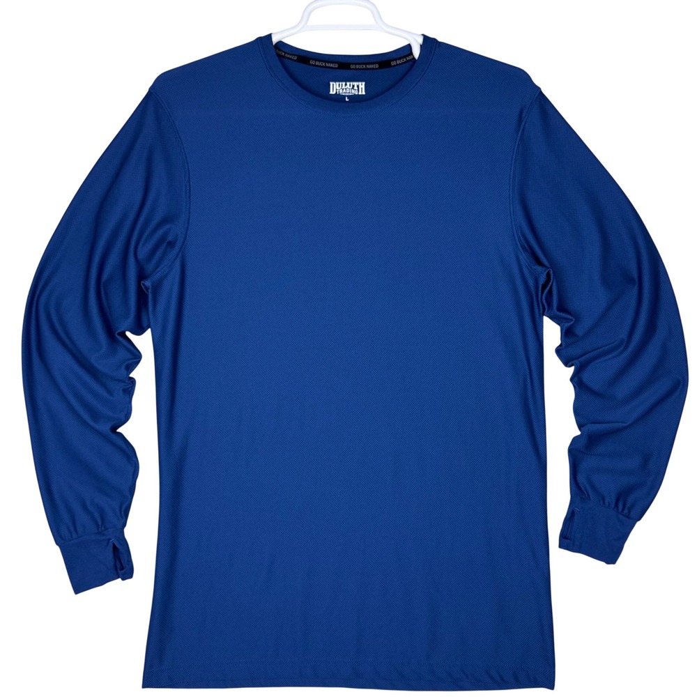 Duluth Trading Co Go Buck Naked Performance Shirt Long Sleeve Men L Blue Stretch